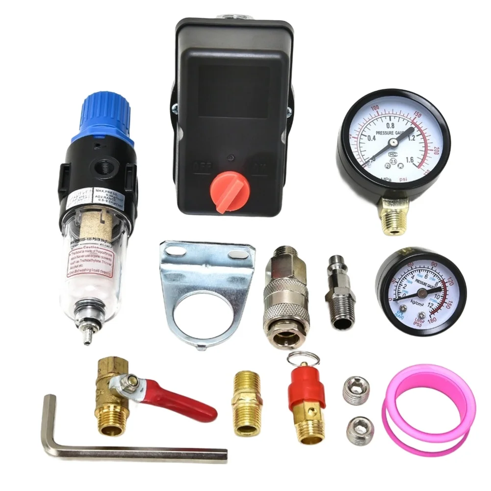 Pressure Switch Kit 13PCS for Air Compressors with 110-150 PSI Range Regulator and Standard Fitting Compatibility