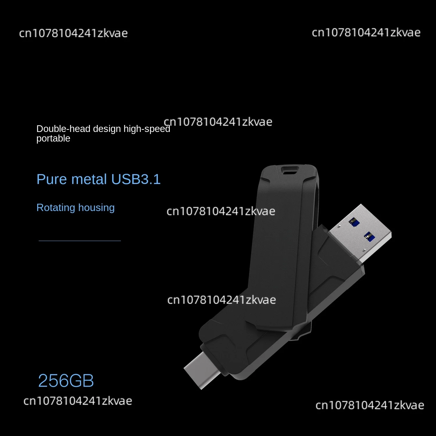 Dual Interface 256GB Solid State U Disk TYPE-C Win To Go USB3.1 Metal Rotary Housing