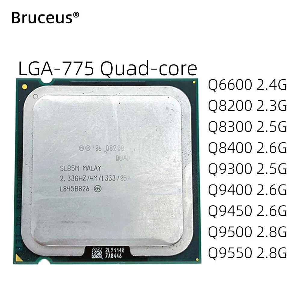 Processador do soquete do núcleo 2 do quadrilátero, processador central de LGA 775, Q6600, Q8200, Q8300, Q9300, Q9400, Q9400, Q9400, Q9500, Q9550, Q9505, Q9650