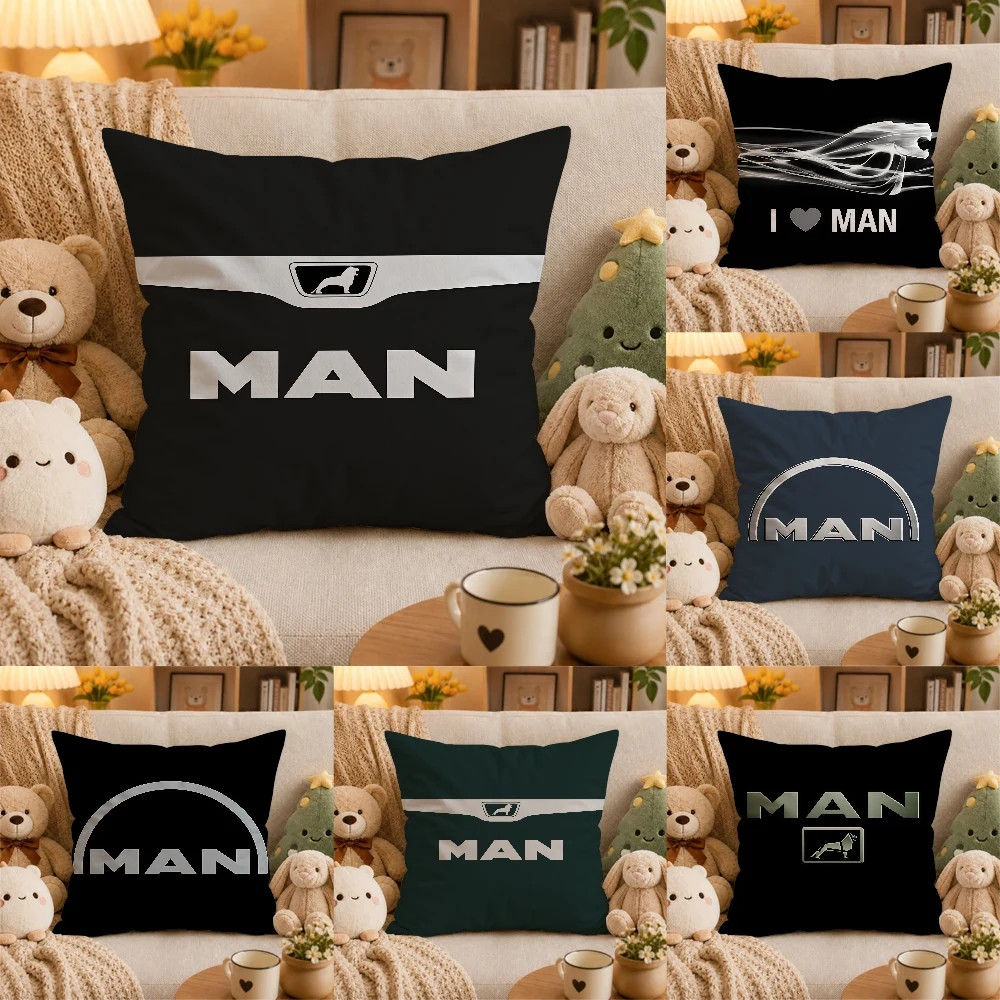 Car M-Man Truck logo Brand Pillow Case Plush Pillow Cases Home Decoration Pillow Cover for Sofa Bed Chair Living Room