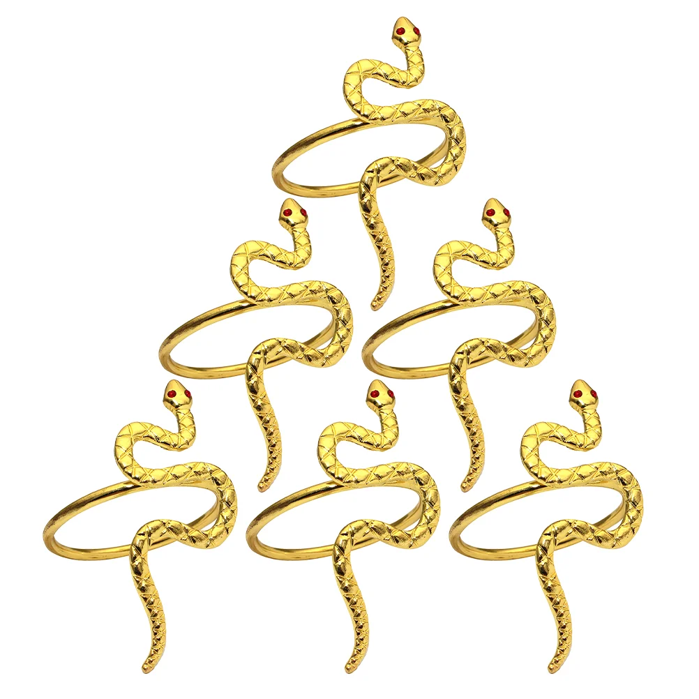 6 ชิ้นงูปีแหวนผ้าเช็ดปากสิ่งทอหน้าแรกตารางผ้าลินินจีน Zodiac Dinner Party Supplies Serviette ผู้ถือบนโต๊ะอาหาร