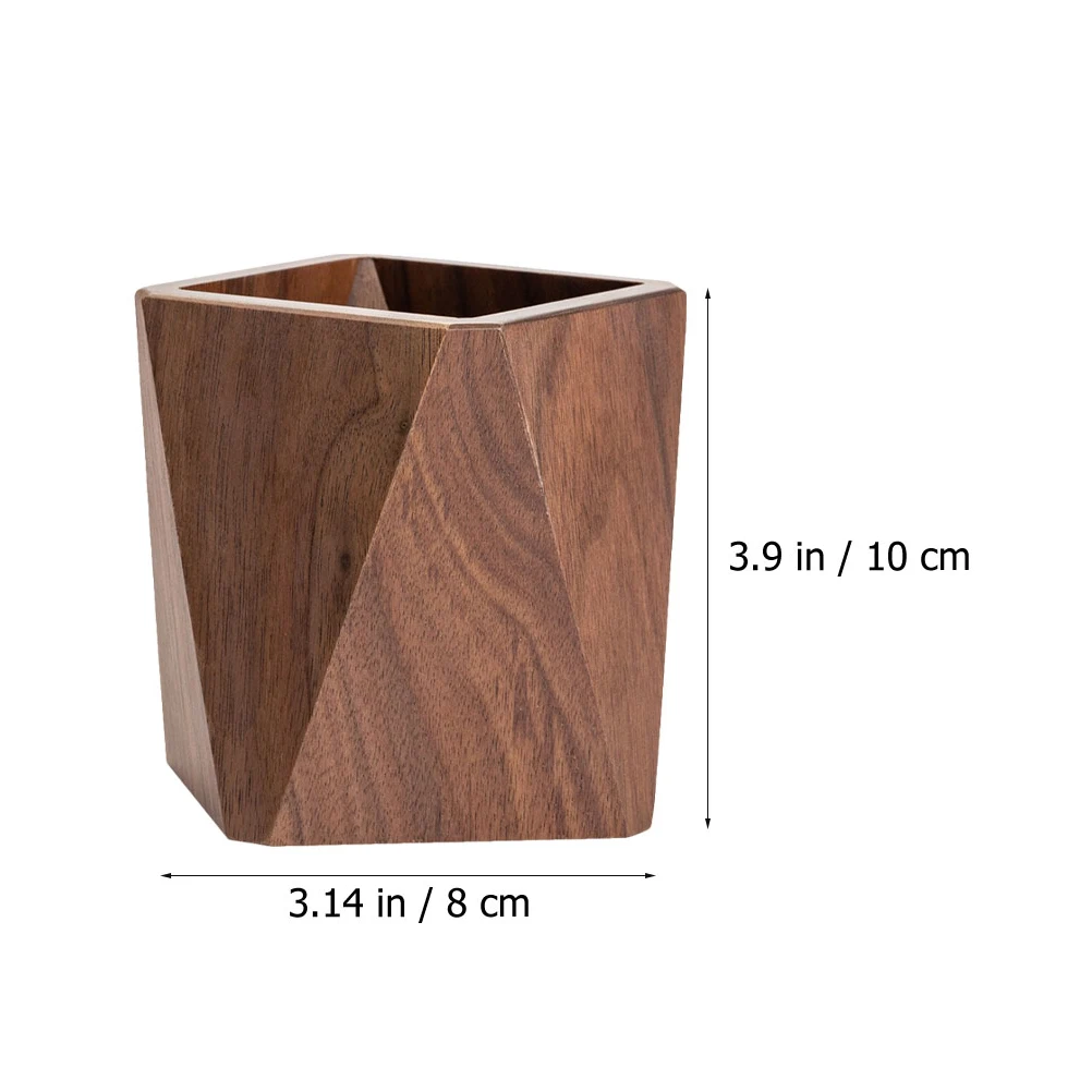 Black Walnut Pen Holder Desktop Container Shape Character Storage Office Supplies for Unique Portable