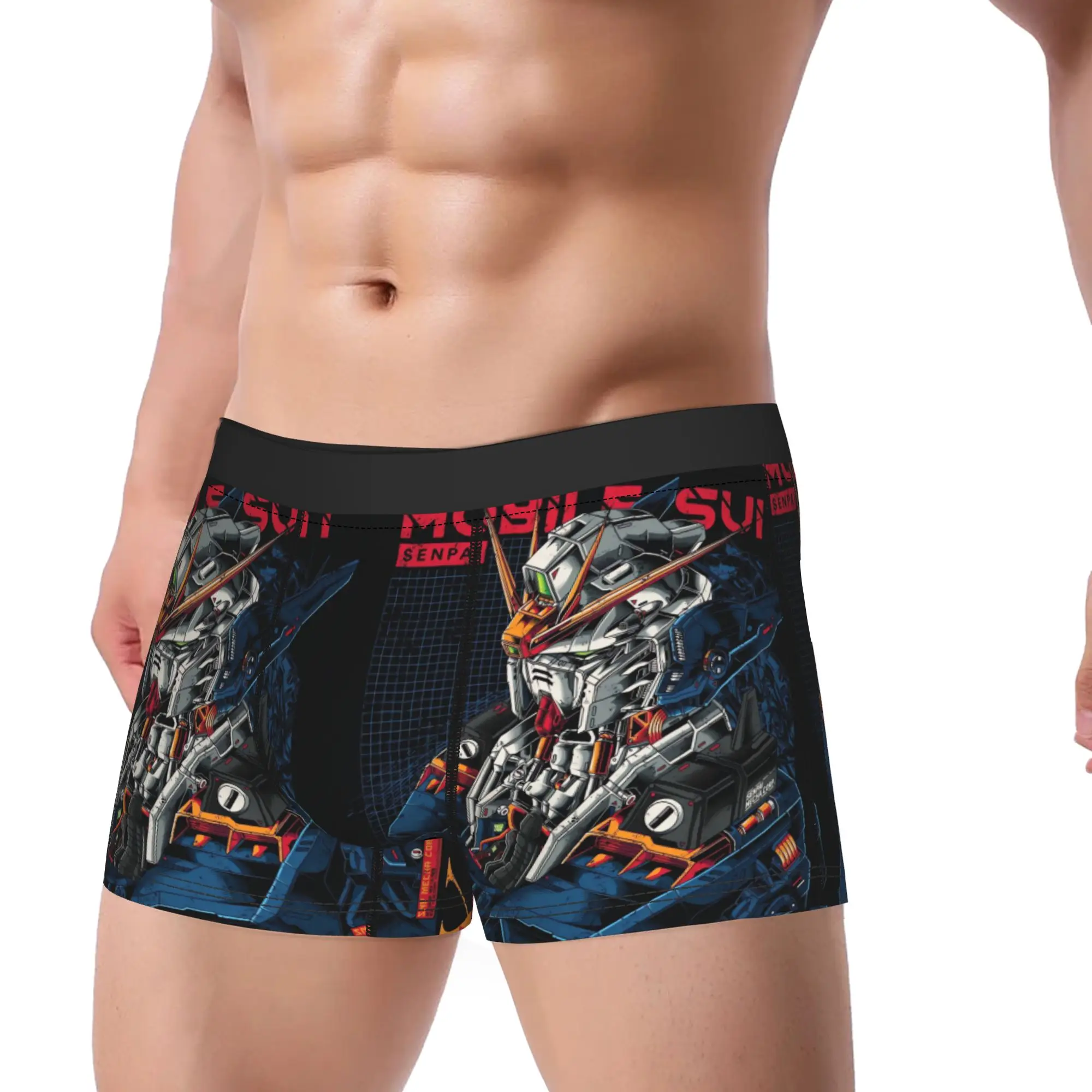Gundam Underwear  Males Panties Pattern Sexy Soft Trunk High Quality Shorts Briefs Plus Size 2XL