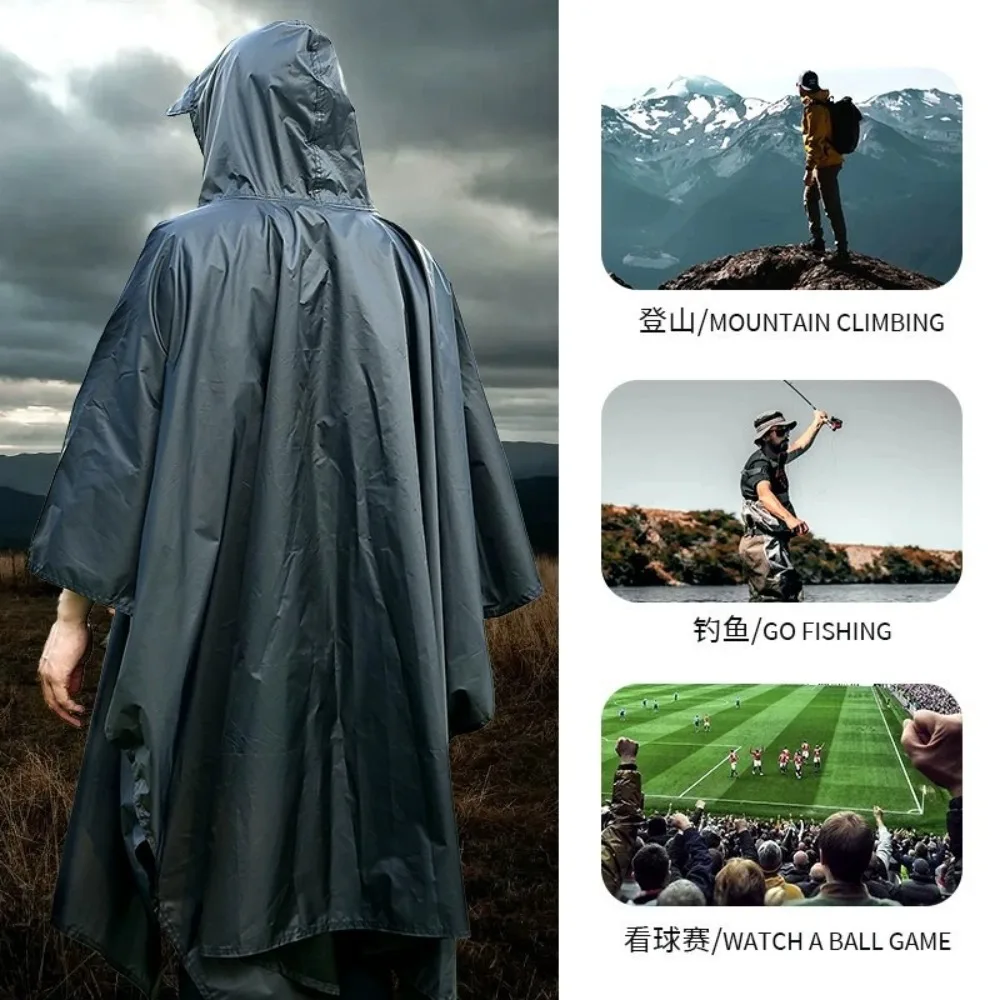 Multifunktionaler Integrierter Regenmantel für Outdoor-Wanderungen, Picknick, Wasserdichter Drei-in-Eins-Überdachung, Tragbarer Umhang für Erwachsene zum Bergsteigen