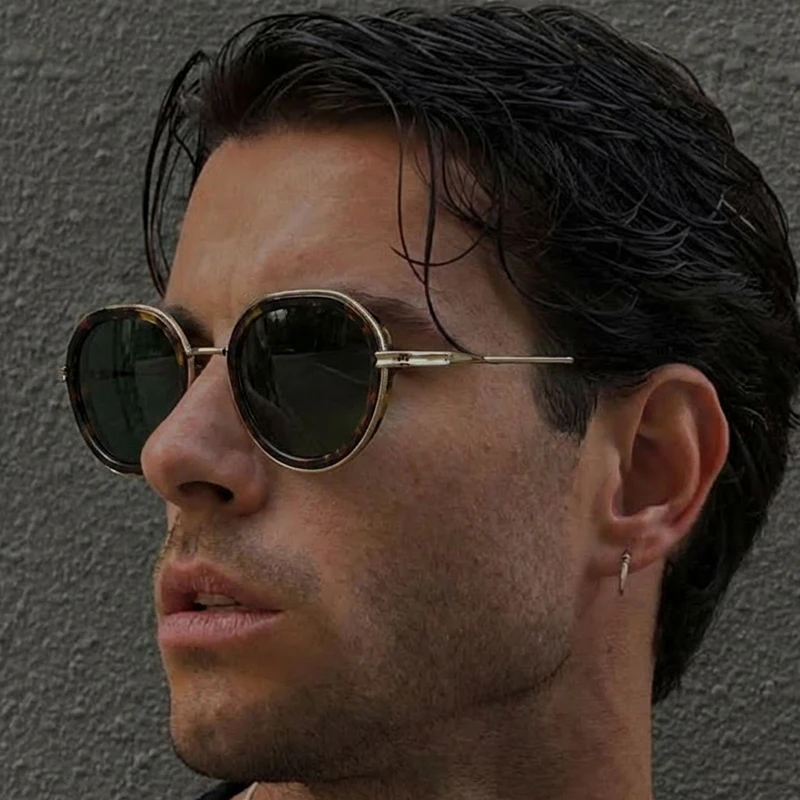 

Vintage Round Punk Polarized Sunglasses Men 2026 Luxury Brand Trendy Steampunk Metal Polygon Sun Glasses Classic Outdoor Shades
