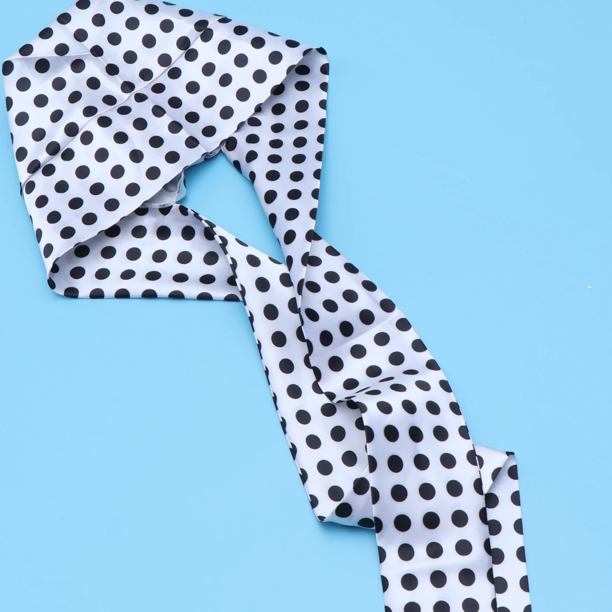 

Printed Bow Women Hood Braid Wrap Stretch Turban Hat Hair Scarf Chemo Wrap White Black Spots Flower Design Satin Fabric Adult