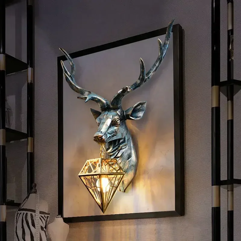 Antler Wall Lamp Retro Deer Sconce Mirror Lights for Home Living Room Bedroom Indoor Lighting LED Wall Lamp Art Luminaria Decor