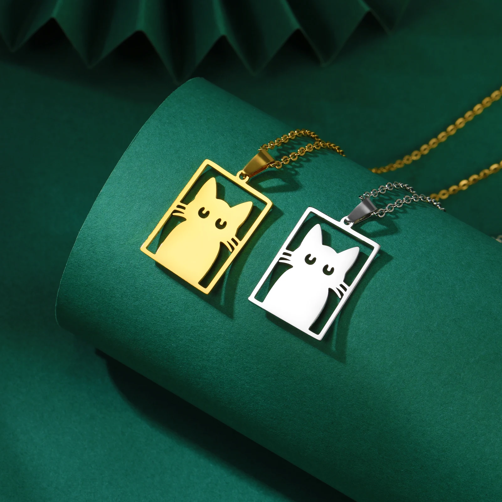 COOLTIME Halskette mit quadratischem Anhänger für Katzen und Kätzchen, Edelstahl, niedliche Katzenpfote, lustige Halskette, Schmuck, Geschenk für Familienmitglieder – Detail 13