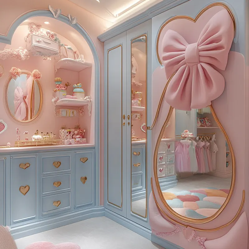 

French Pink Bow Children's Room Wardrobe