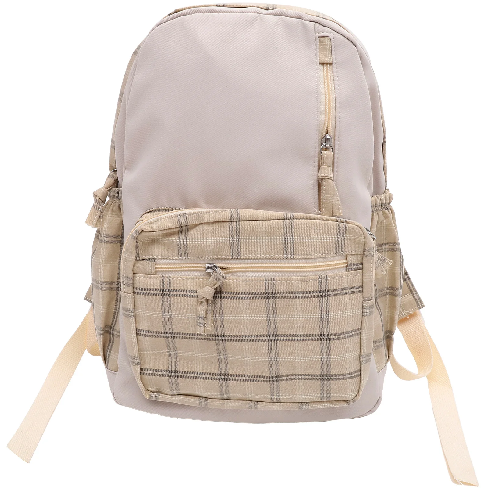 

Large Backpack Plaid Pattern Kawaii Cute Aesthetic Durable Polyester Cotton Linen Material Comfortable Shoulder Strap