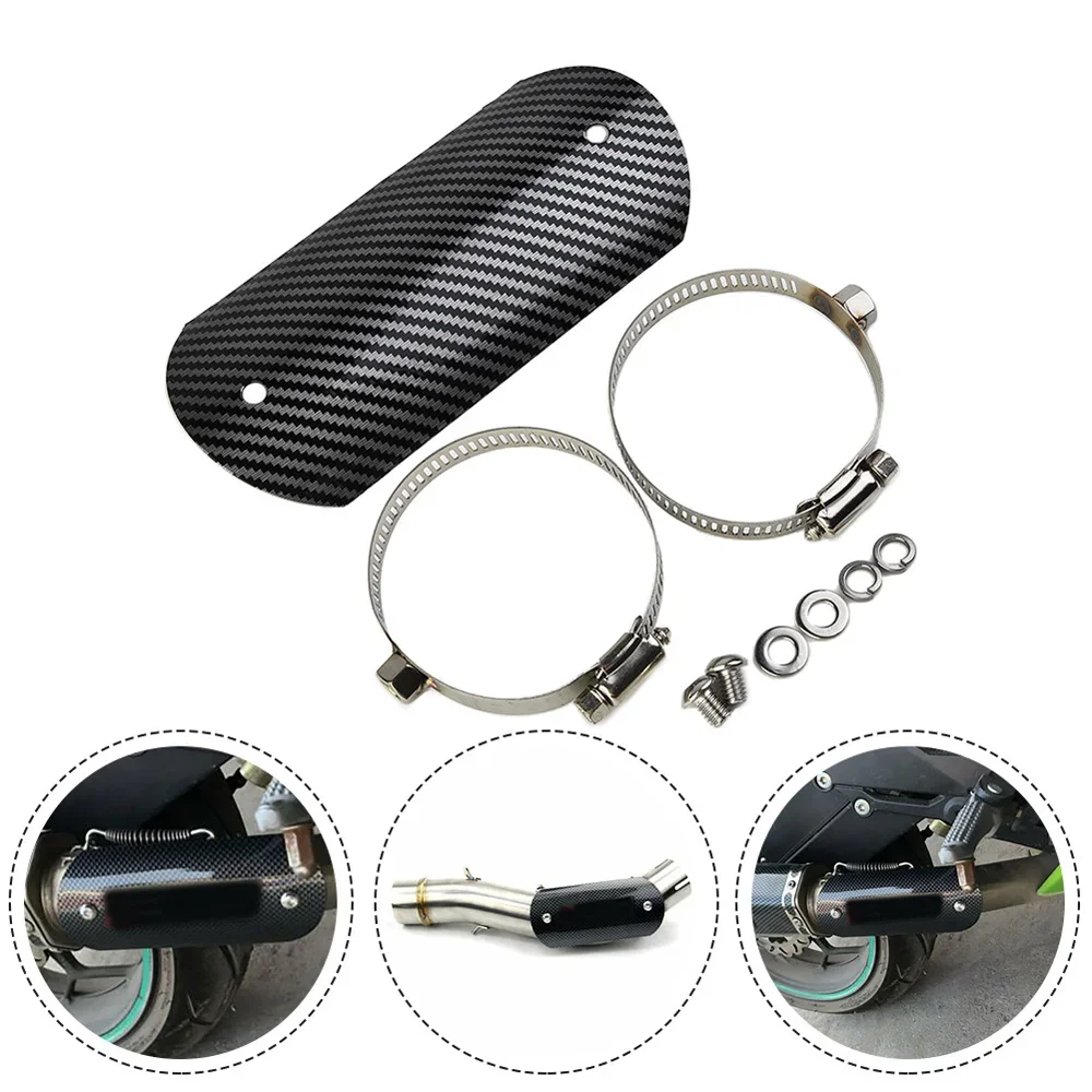 Useful Exhaust Heat Shield Replacement Accessories Carbon Style Look Middle Pipe Motorcycle Stainless Steel Parts