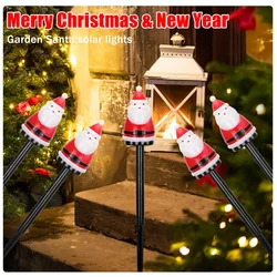 2024 Christmas Solar Stake Lights Waterproof Battery Santa Claus Lawn Lights Pathway Christmas Decorations LED Lights Lawn Lamp