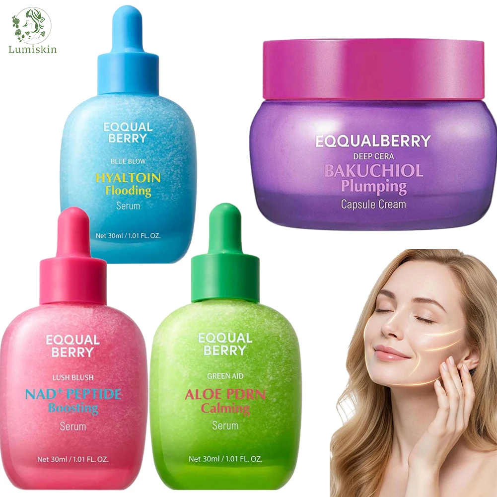 Creme Facial em Cápsulas EQQUALBERRY BAKUCHIOL de 30ML, Alternativa ao Retinol, Sérum de Vitamina C para Cuidados com a Pele Facial