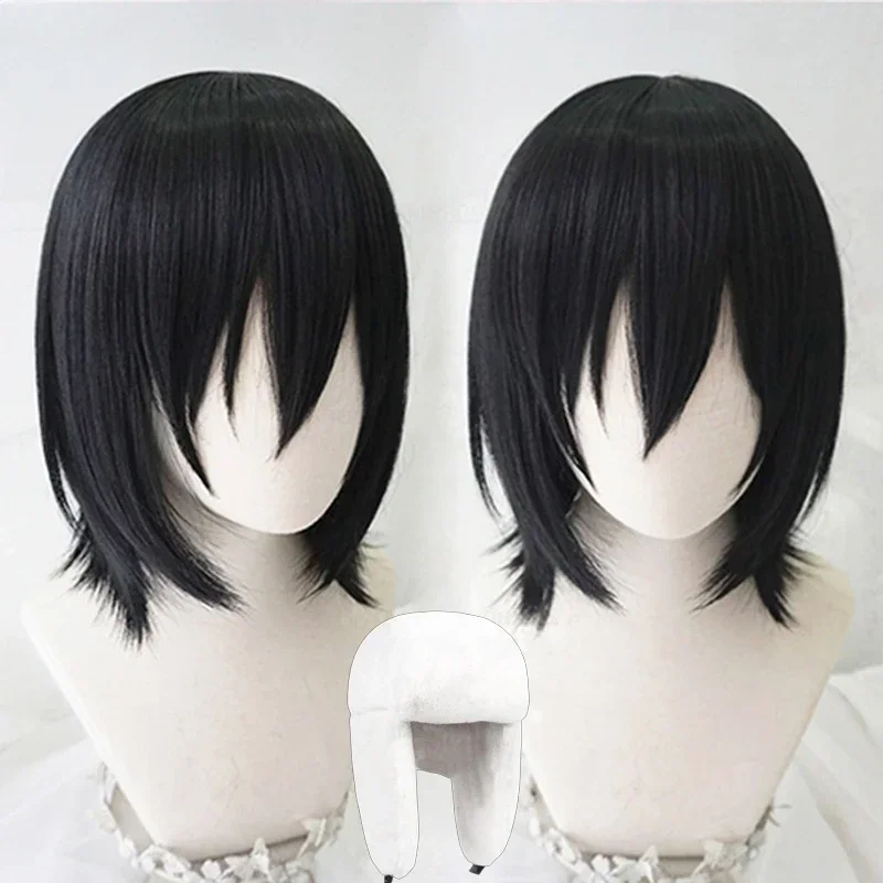 Cosplay Wig Short Black Heat Resistant Synthetic Hair Perucas Anime Wigs
