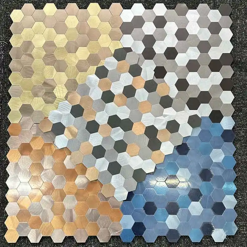 

4pcs/lot Mosaic Wall Tile Peel And Stick Self Adhesive Waterproof Aluminum composite hexagon Kitchen Bath Tile Backsplash 180