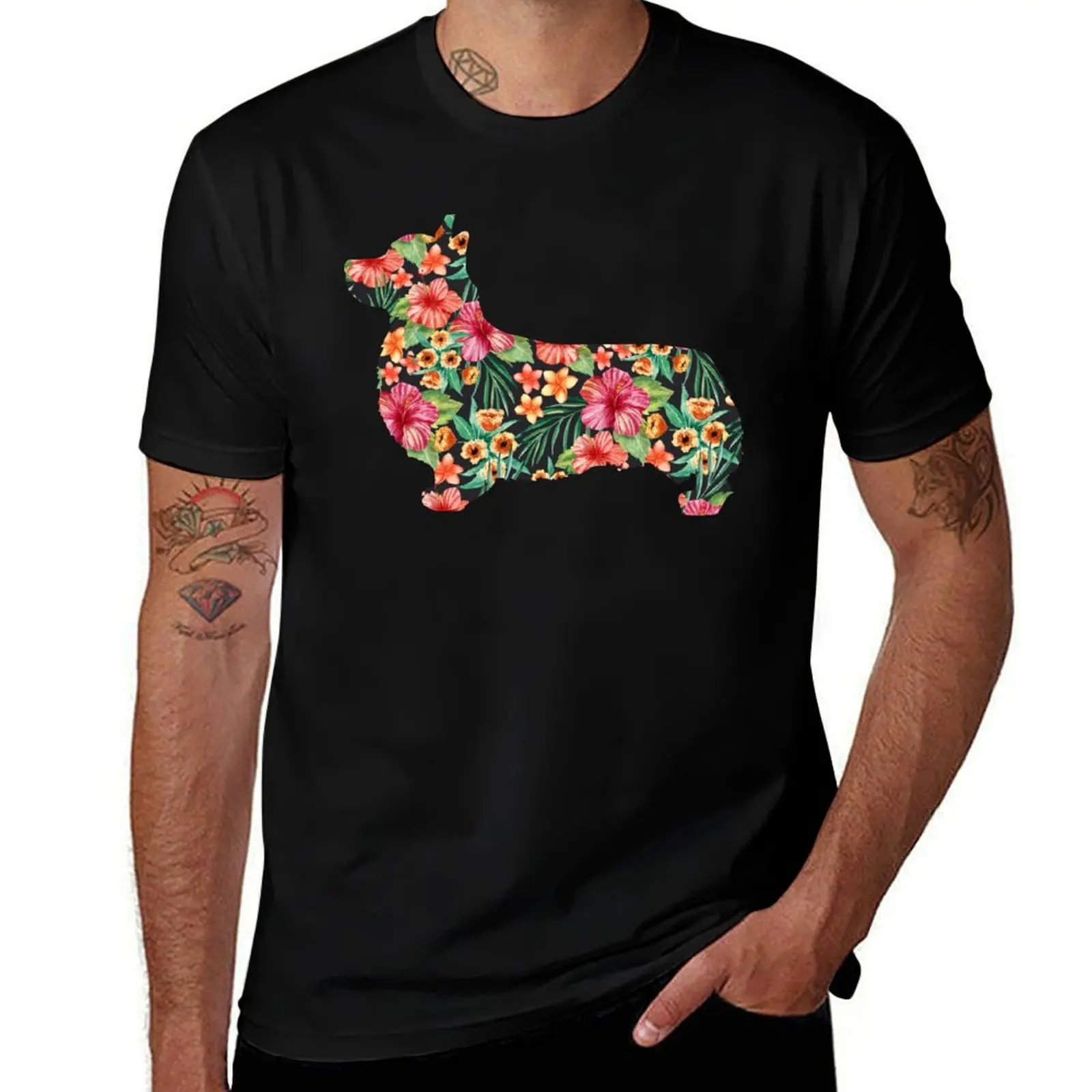 

Corgi Flower Shirt for Men Women Boys Girls Kids Dog Lover Gifts T-Shirt funny t shirts dark humor t shirts cotton 100% T-Shirt