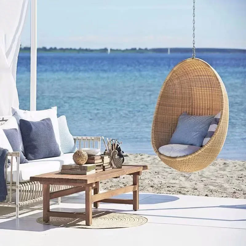 Outdoor furniture hanging basket swing leisure balcony courtyard household wicker chair Nordic bird's nest hanging chair