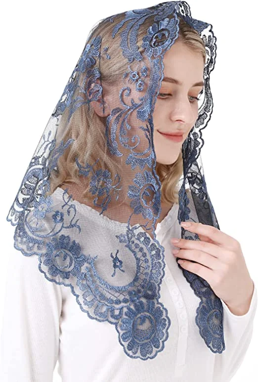 หลายสีสไตล์สเปน Lace Mantilla Veil Church คาทอลิกปกคลุม