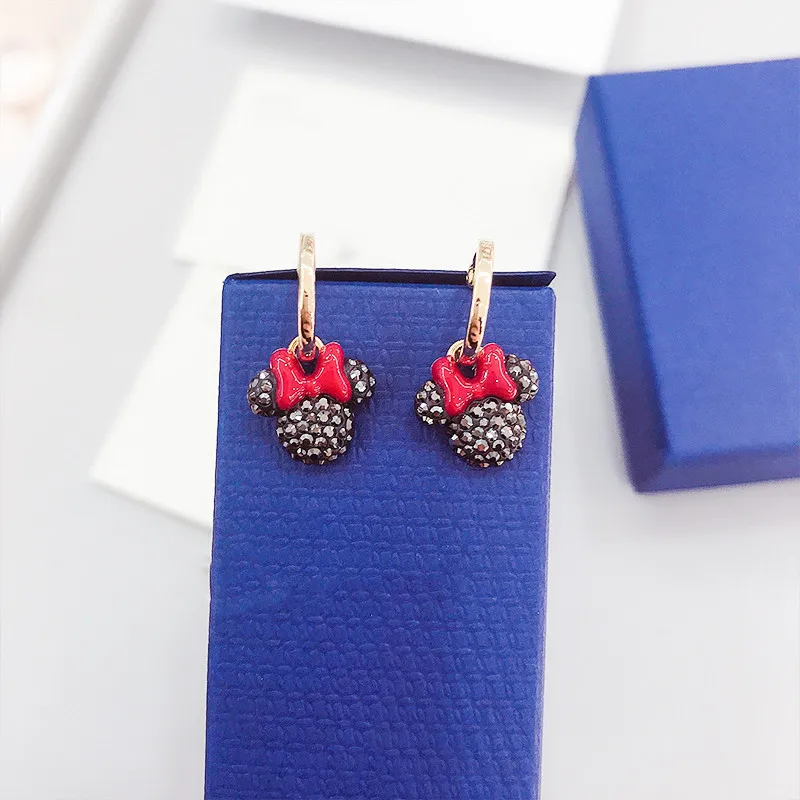 European and American Boutique S925 Pure Silver Playful Mickey Minnie Earrings, Cute and Exquisite for Women