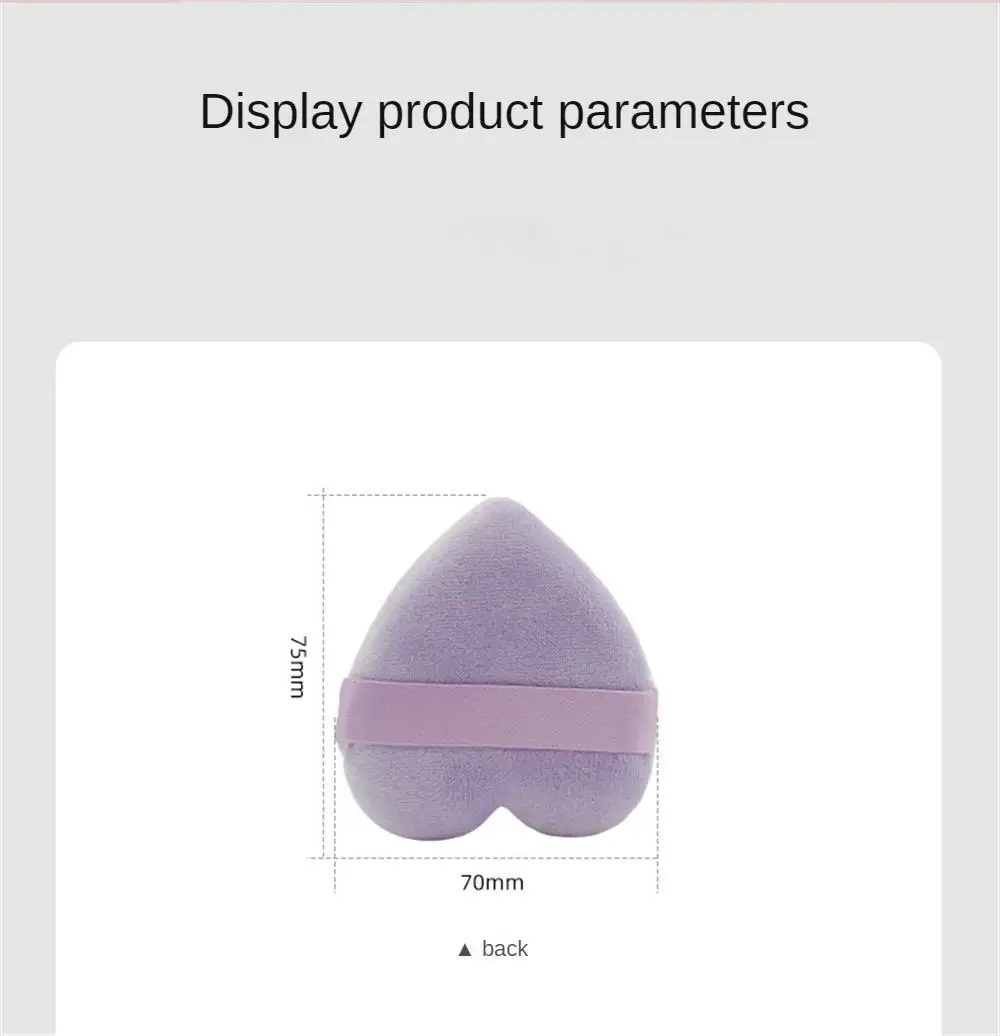 แป้งพัฟกำมะหยี่แต่งหน้า1ชิ้นพัฟผ้าฝ้ายกำมะหยี่รูปหัวใจแป้งพัฟพร้อมสายรัดฟองน้ำเครื่องมือแต่งหน้า