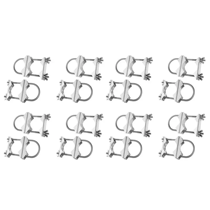 sqpp-16x-kit-de-support-de-montage-mat-a-mat-robuste-et-antirouille-avec-pince-a-double-mats-d'antenne-bloc-a-machoire-en-v-et-boulons-en-u-pour-tv-cb-radioamateur