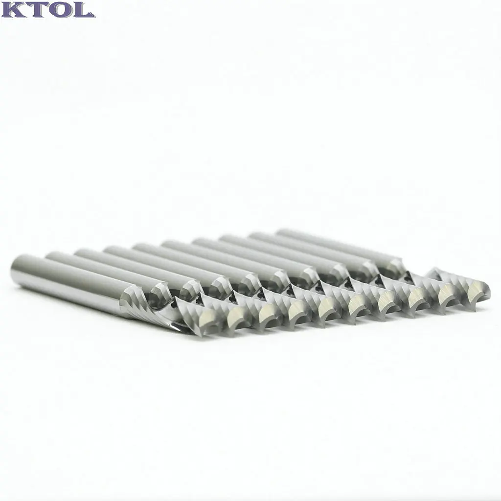 Punta per fresa da taglio acrilica a flauto singolo da 5/6 mm, taglierina per incisione, set di utensili per fresatura CNC, fresa in MDF in carburo importato a spirale 3 pezzi