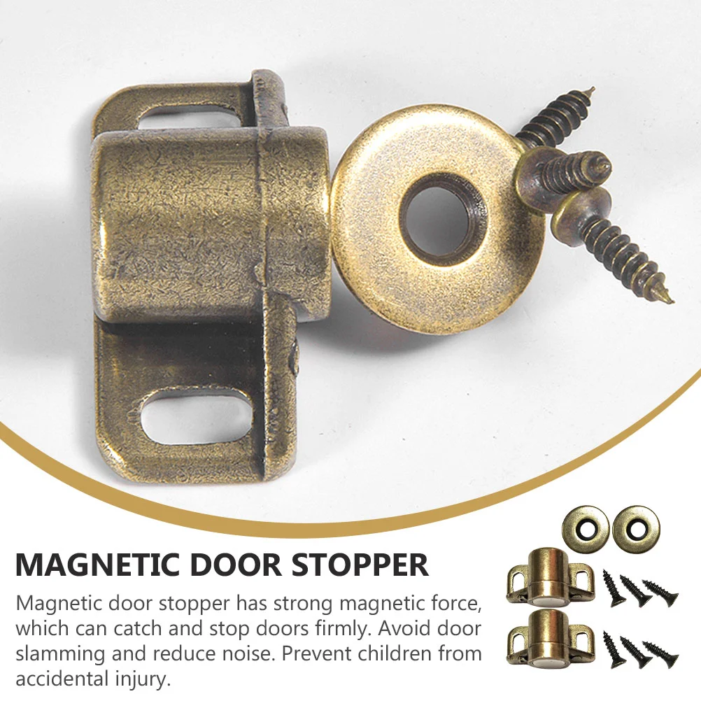 Door Chain Lock Heavy Duty Stopper Catch Magnetic Attraction Coffee Zinc Alloy Doorstop