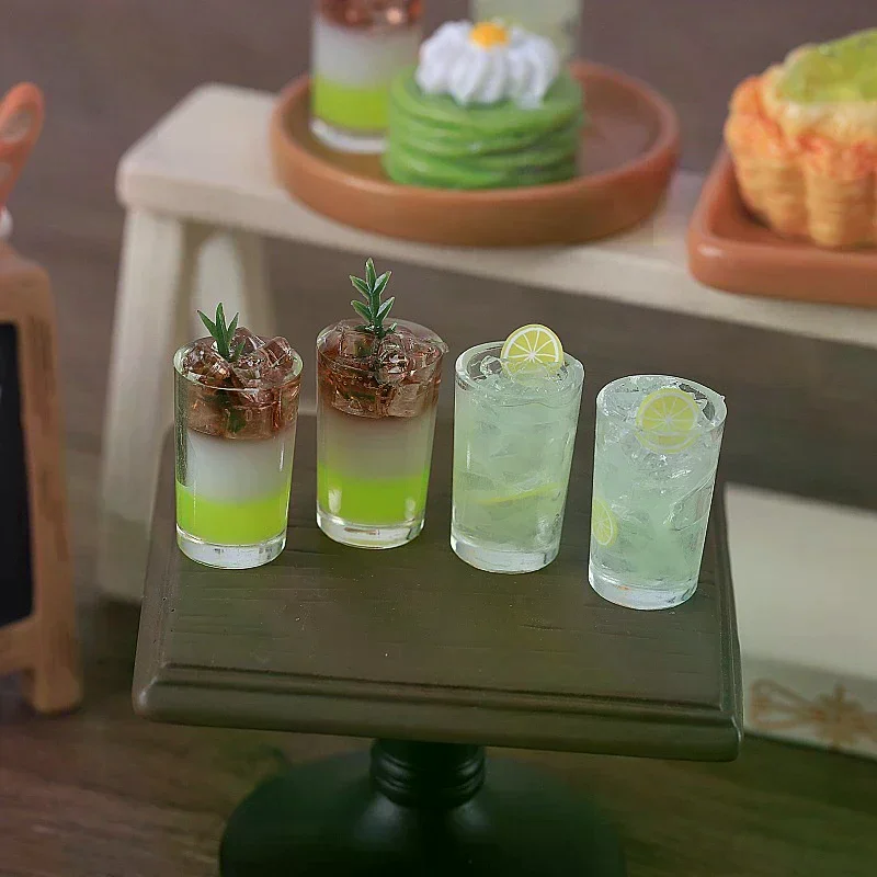Miniature Toy Ice Drinks Micro Landscape Ornaments Dollhouse Toys Accessories Doll House Kitchen Decoration Kids Gifts 2 PCS/Bag
