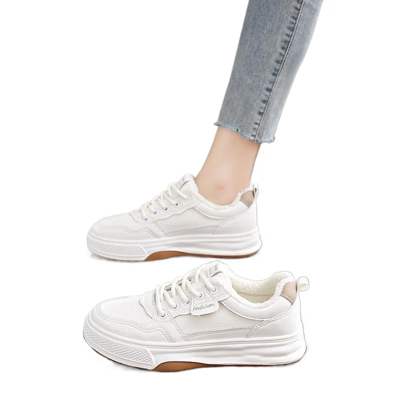 

2026 New Thick Soled Sports Shoes for Women White Velvet Cotton Shoes Elegant Design Suitable for Outdoor Activities Work Shoes