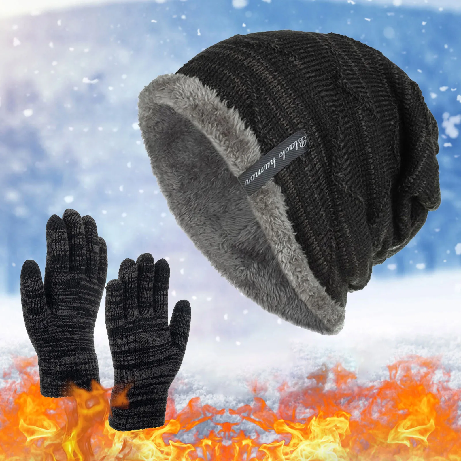 Chapéu de inverno para homens mulheres pulôver chapéu luvas terno mais veludo velo forrado crianças grosso quente gorro masculino chapéu de malha bonés