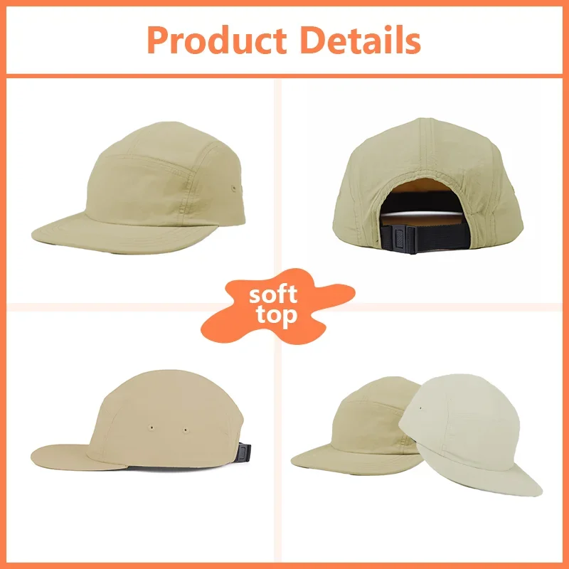 Custom Embroidery Logo 5 Panel CapNylon Fabric Ventilatefor Men and Women Baseball Hats DIY Design Print Outdoor Climbing Hat