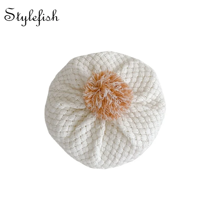 

Ins 2022 spring and autumn new 0-3 year old Baby knitted hat fashion beautiful cotton wool Hairball hat