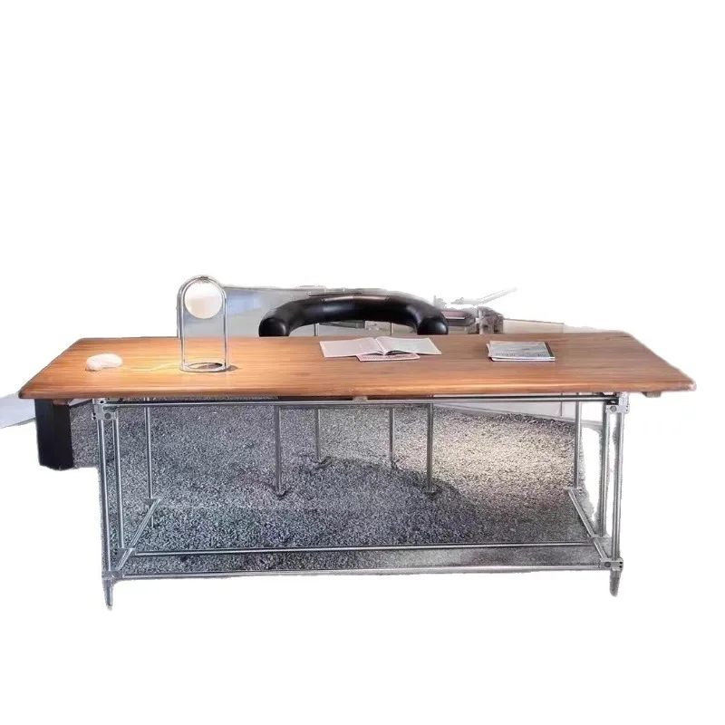 Solid wood optical axis pine desk industrial style study room meeting room desk simple solid wood studio meeting table