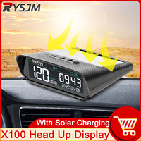 NEW Solar Charging Wireless GPS Solar HUD X100 Display Speedometer Mph KM/H  Time Speed Temperature Altitude Head Up Car Clock