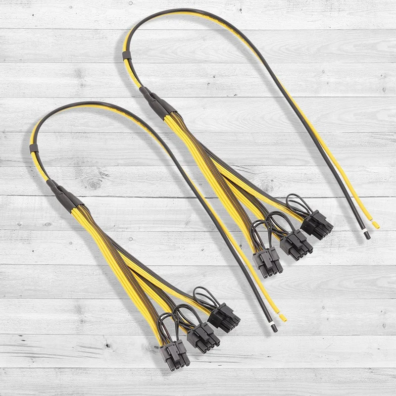 Top-3Pcs Power Supply Cable 6+2 Pin Card Line 1 To 3 6Pin +2Pin Adapter Cable 12AWG+18AWG Splitter Wire For Miner Mining BTC