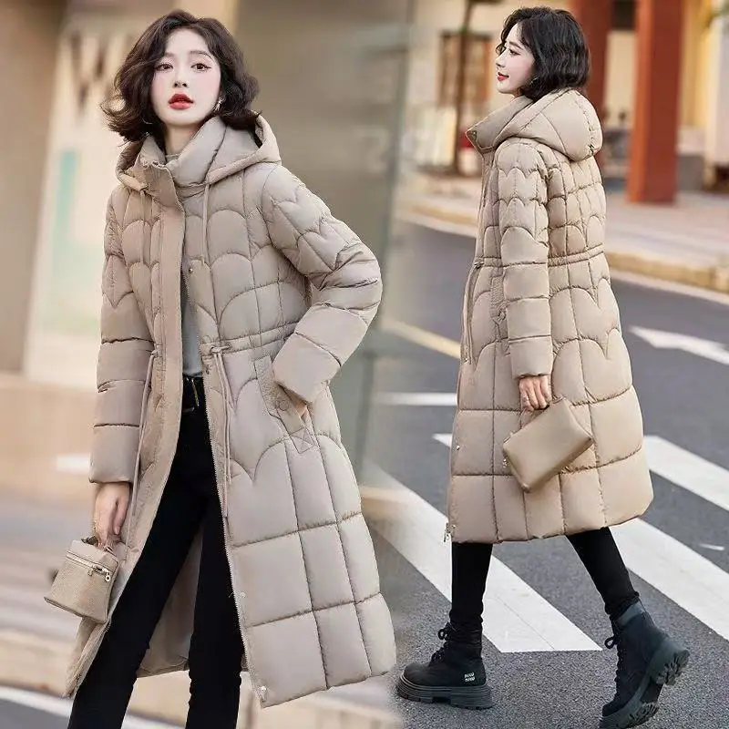 Winter New Fashion Long Cotton-padded Coat 2026 Womens Casual Hooded Parkas Jacket Coat Down Jacket Female
