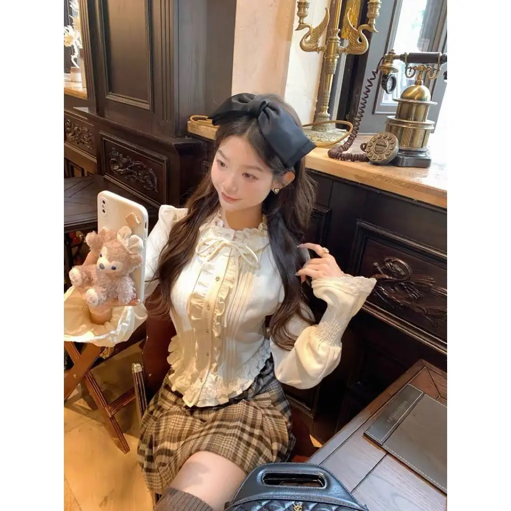 

French Sweet Lace Ruffle Women's Top