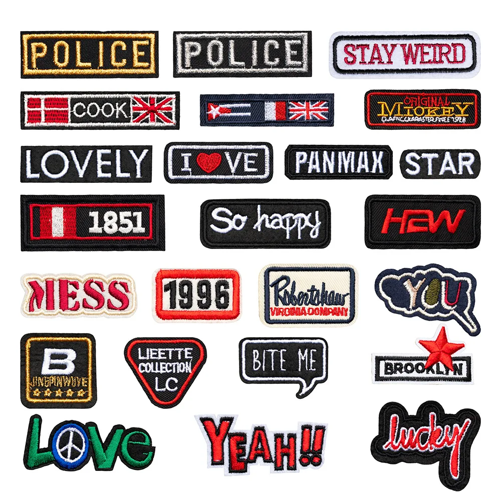 

Letter Stickers Embroidery Patch Jacket Clothes Hole Iron on Patches for Clothes Appliques for Clothing