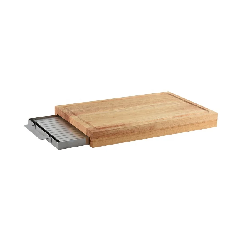 Wholesale Multi-functional Combination Thawing Board Premium Metal Rubber-wood Cutting Board Food Defrosting Tray