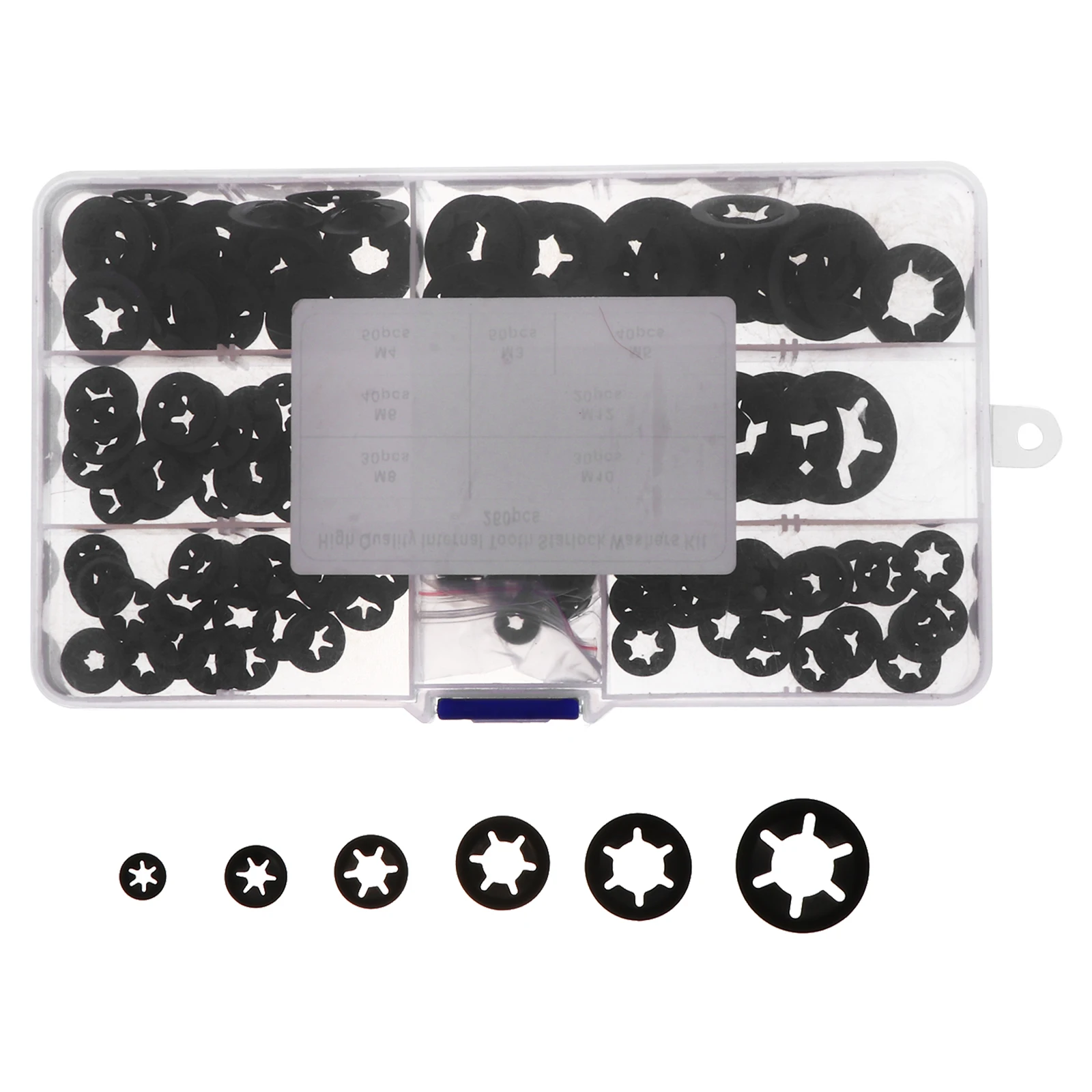 

260pcs Retaining Clips Snap Rings Manganese Steel WashersQuincunx Assortment Storage Box Specifications Large Fixed Area