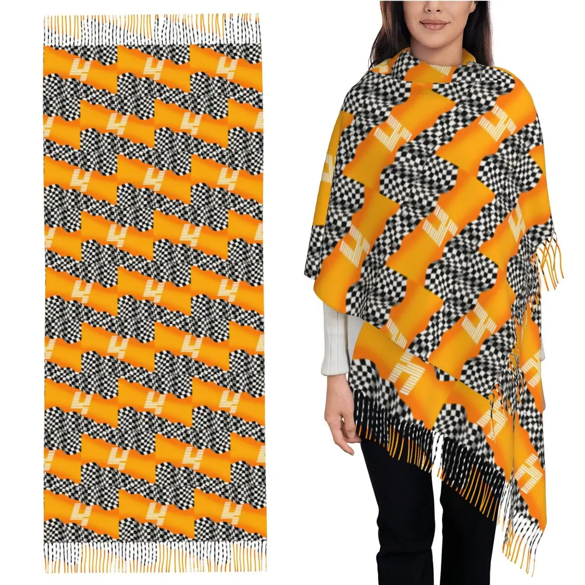 

Lando Norris 4, шарф с кисточками, женские мягкие теплые шали и накидки, большая осенне-зимняя шаль