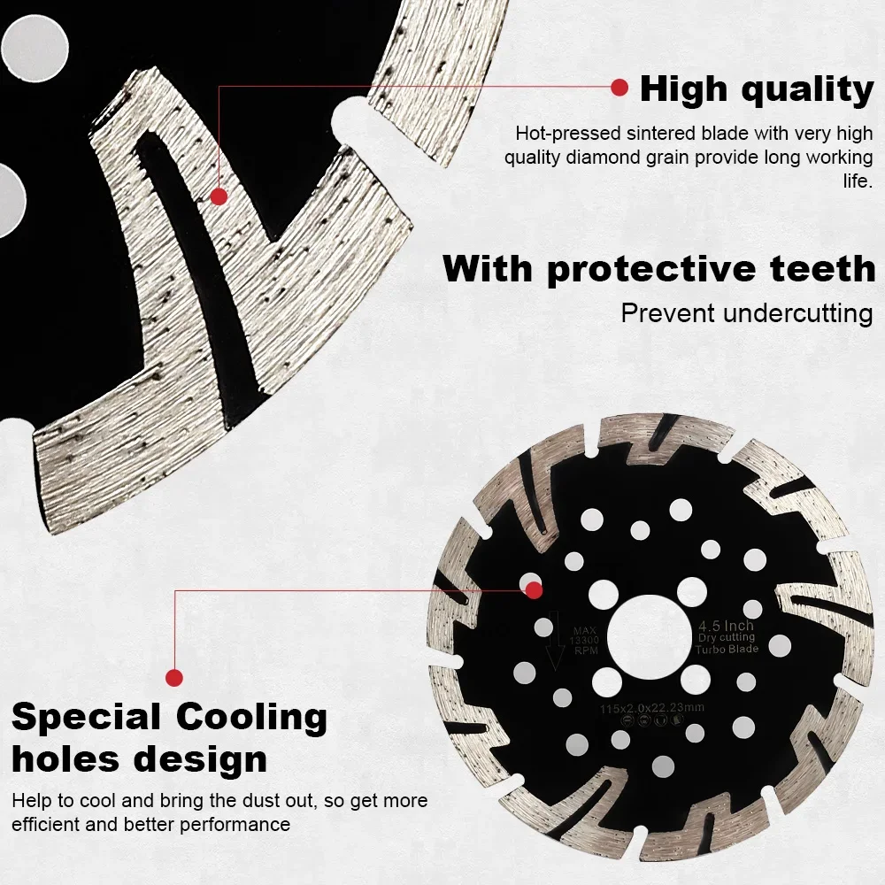 1pc 125mm-180mm Diamond Saw Blade Dry Blade Saw Disc Tooth Guard Cutting Disc Multi Cutter Cutter Angle Grinder Stone Concrete