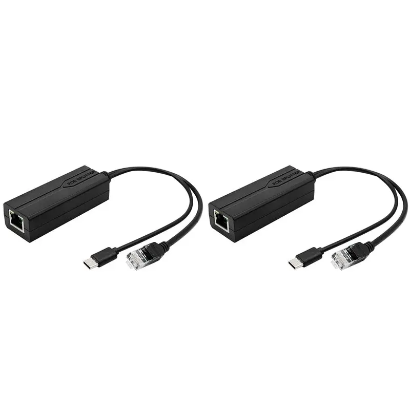 Exquisite-2X 100M 48V To 5V 2.4A POE Splitter Standard Isolated Type-C Power Supply Module POE Splitter