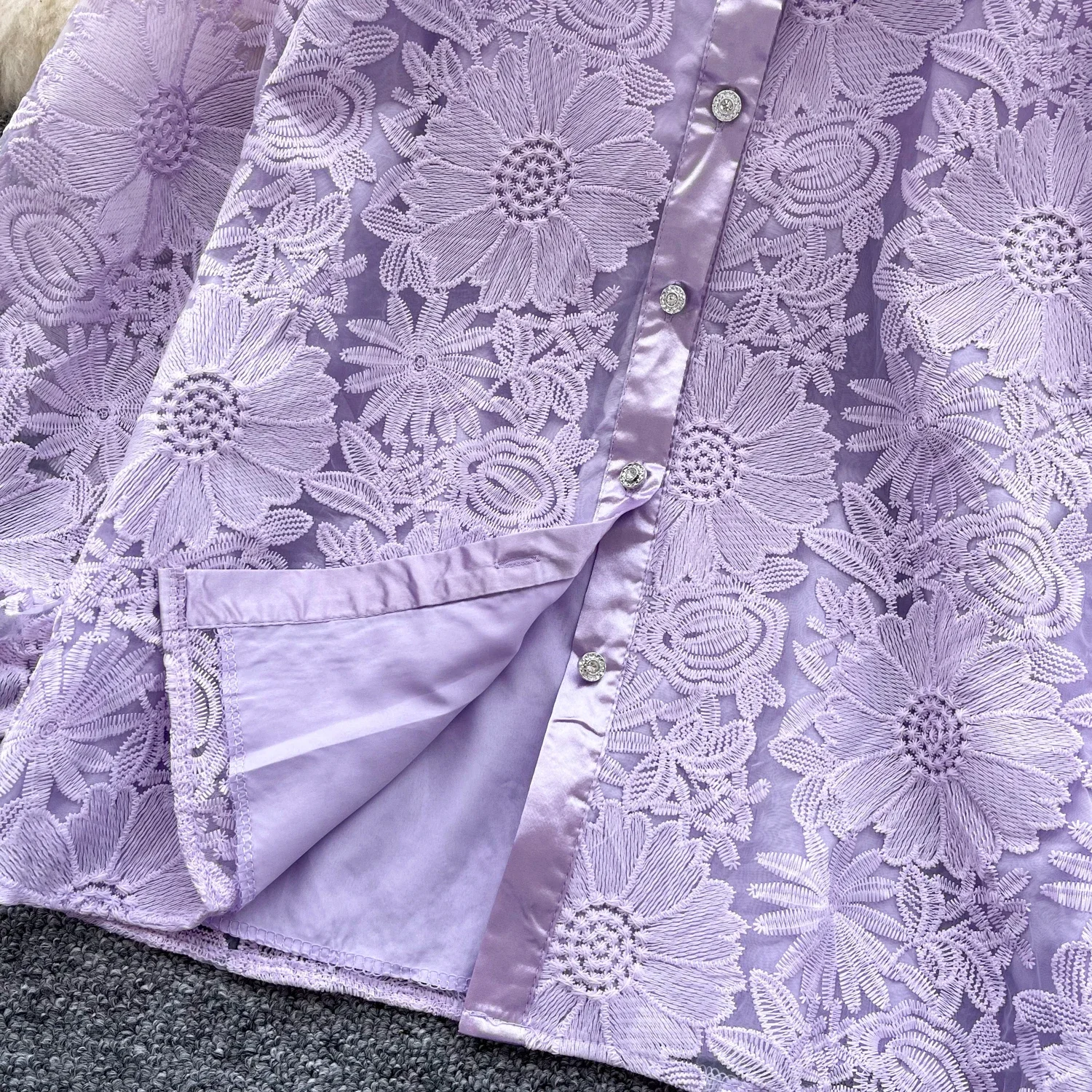 Vintage Elegant Embroidery Long Sleeve Single Breasted Blouse Fashion Lapel Shirt Casual Chic Top Fairy Autumn Women