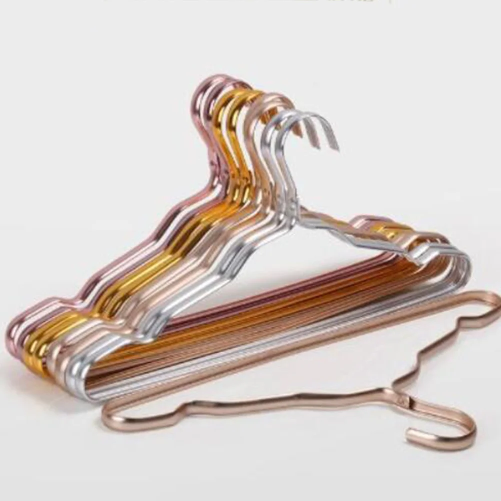 

10 Pcs Clothes Skid Resistance Wardrobe Hangers For Home Clothing Shops Laundries Aluminum Alloy Kids Hangers Clothes