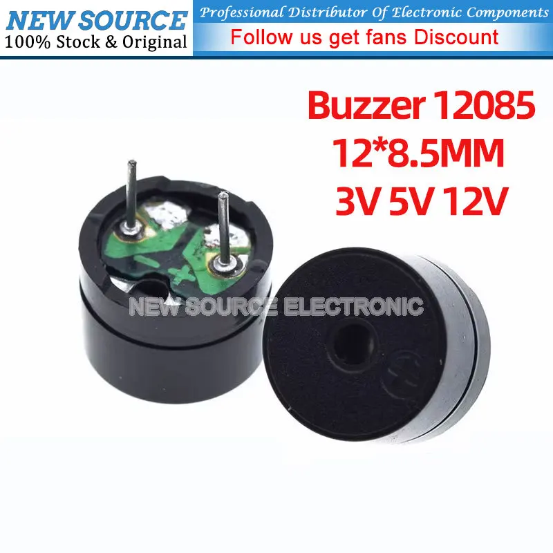 10pcs/lot 12085 Passive Buzzer AC 16R European Passive Buzzer AC 12*8.5MM 3V 5V 12V Universal Beep Beep