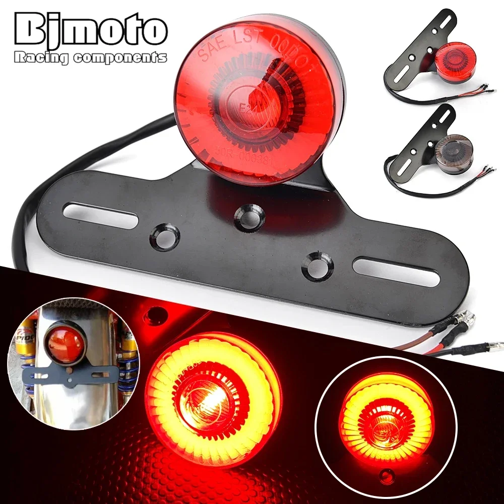 Motocykl Retro czerwone tylne światło stopu lampa stopu uchwyt na tablicę rejestracyjną dla Harley XL883 XL1200 Suzuki Honda Chopper Bobber
