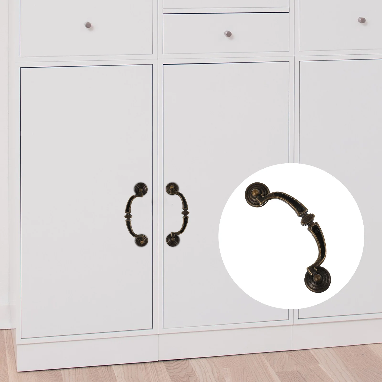 

4 Pcs Cabinet Door Pulls Zinc Alloy Furniture H Drawer Knobs Simple Style Metal Home Decoration Hardware