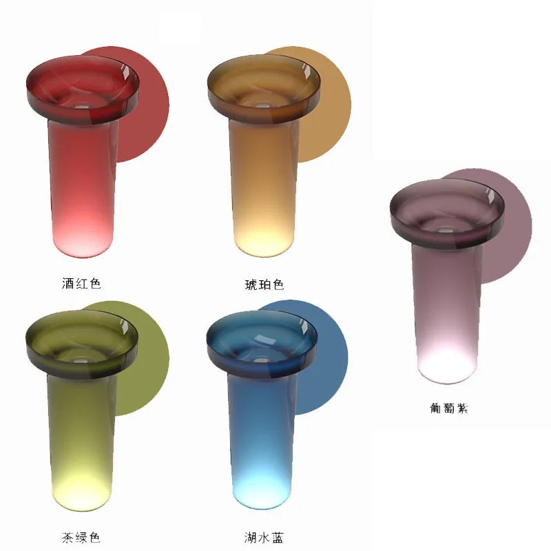 Light luxury style resin colored transparent crystal washbasin, floor standing hotel villa art column basin