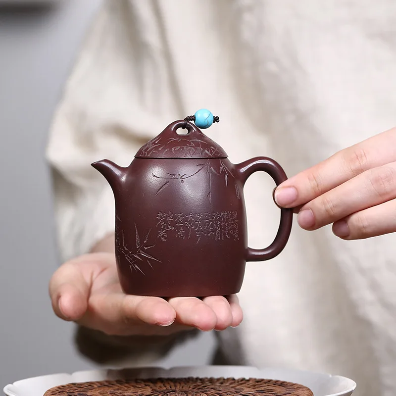 Yixing Qin Quan 140Cc Inner Push Ball Hole Household Office Brewing Tea Set Kung Fu Zisha Teapot